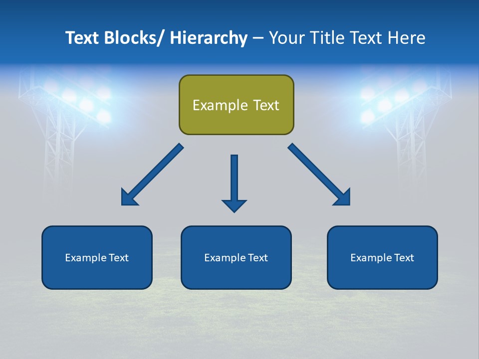 Two Stadium Lights On A Grassy Field At Night PowerPoint Template