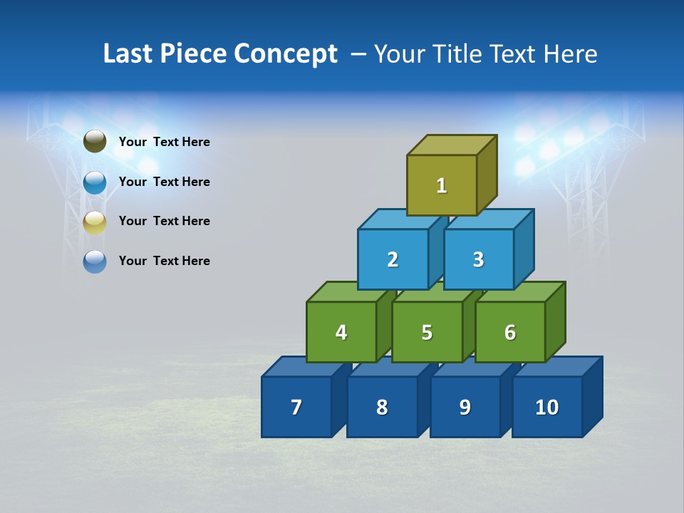 Two Stadium Lights On A Grassy Field At Night PowerPoint Template