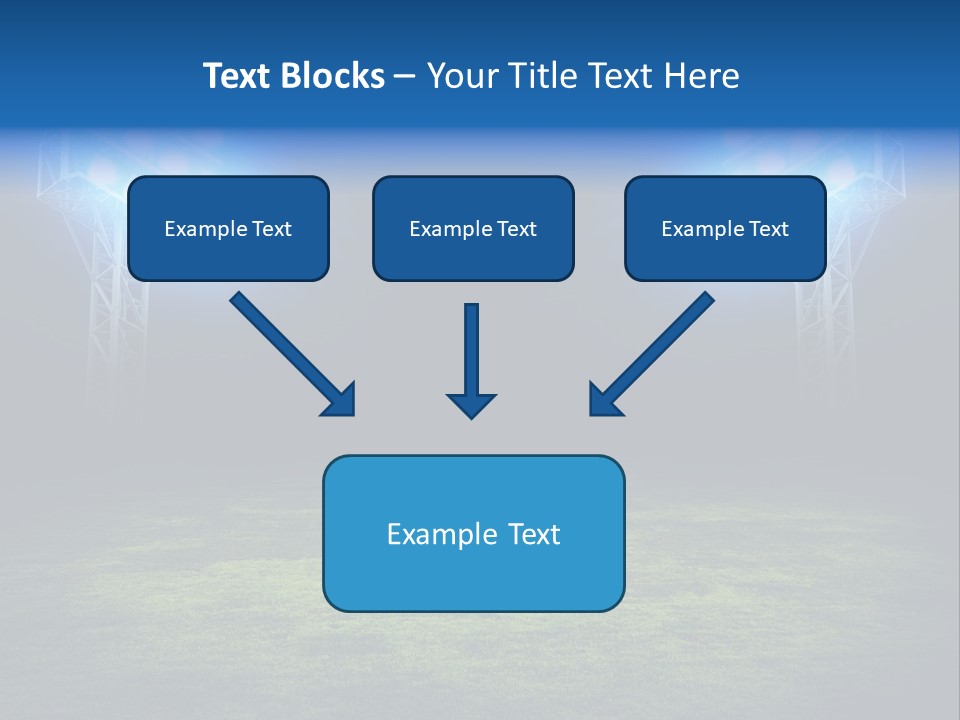 Two Stadium Lights On A Grassy Field At Night PowerPoint Template
