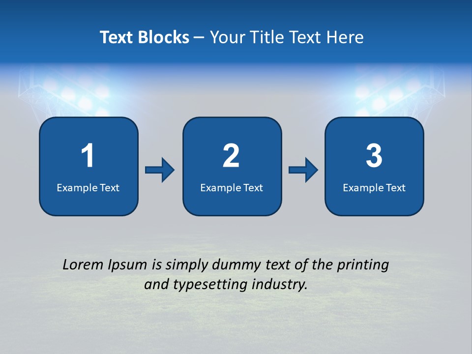 Two Stadium Lights On A Grassy Field At Night PowerPoint Template