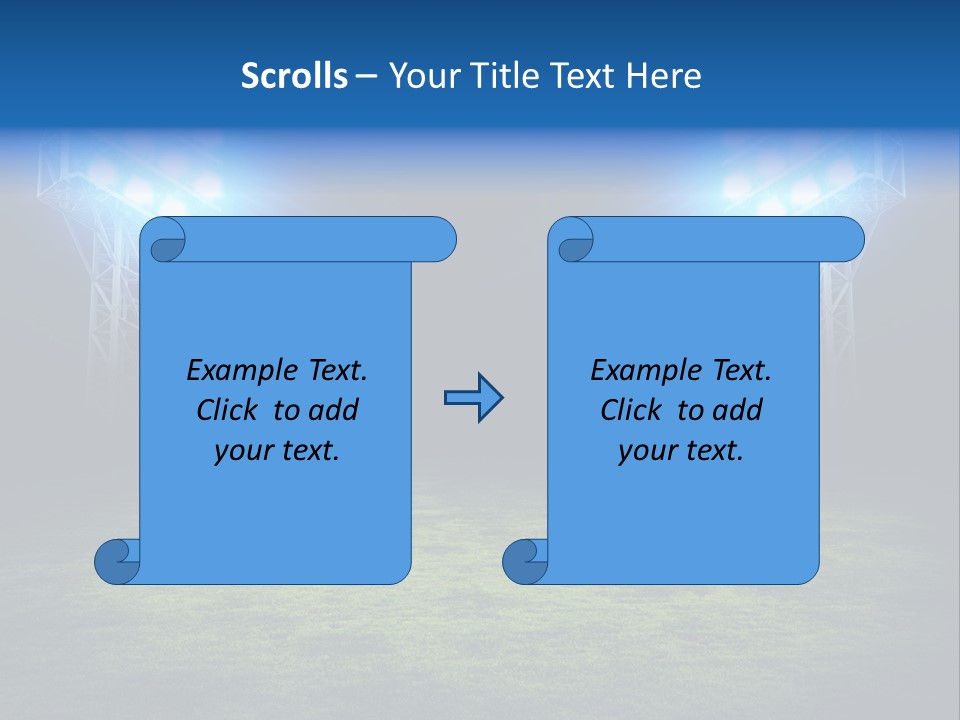 Two Stadium Lights On A Grassy Field At Night PowerPoint Template