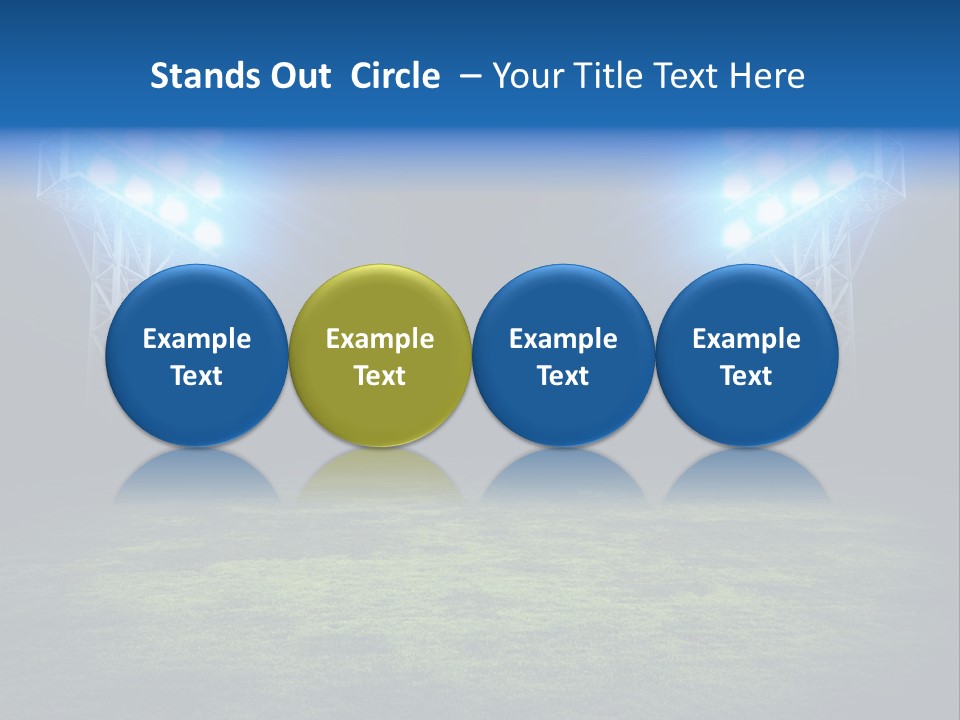 Two Stadium Lights On A Grassy Field At Night PowerPoint Template