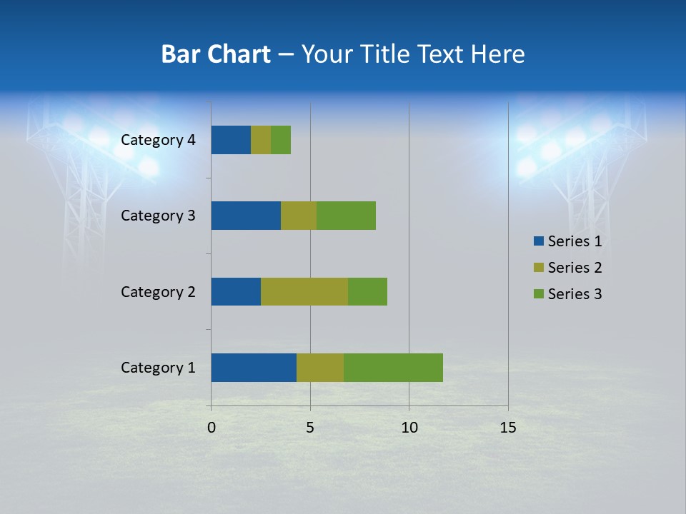 Two Stadium Lights On A Grassy Field At Night PowerPoint Template