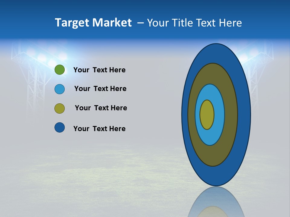 Two Stadium Lights On A Grassy Field At Night PowerPoint Template