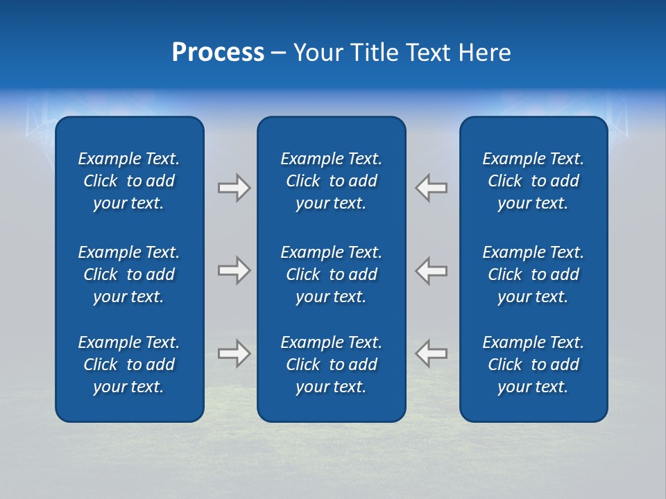 Two Stadium Lights On A Grassy Field At Night PowerPoint Template
