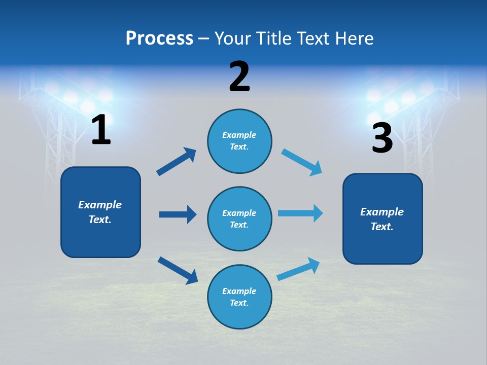 Two Stadium Lights On A Grassy Field At Night PowerPoint Template