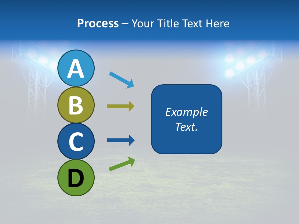 Two Stadium Lights On A Grassy Field At Night PowerPoint Template