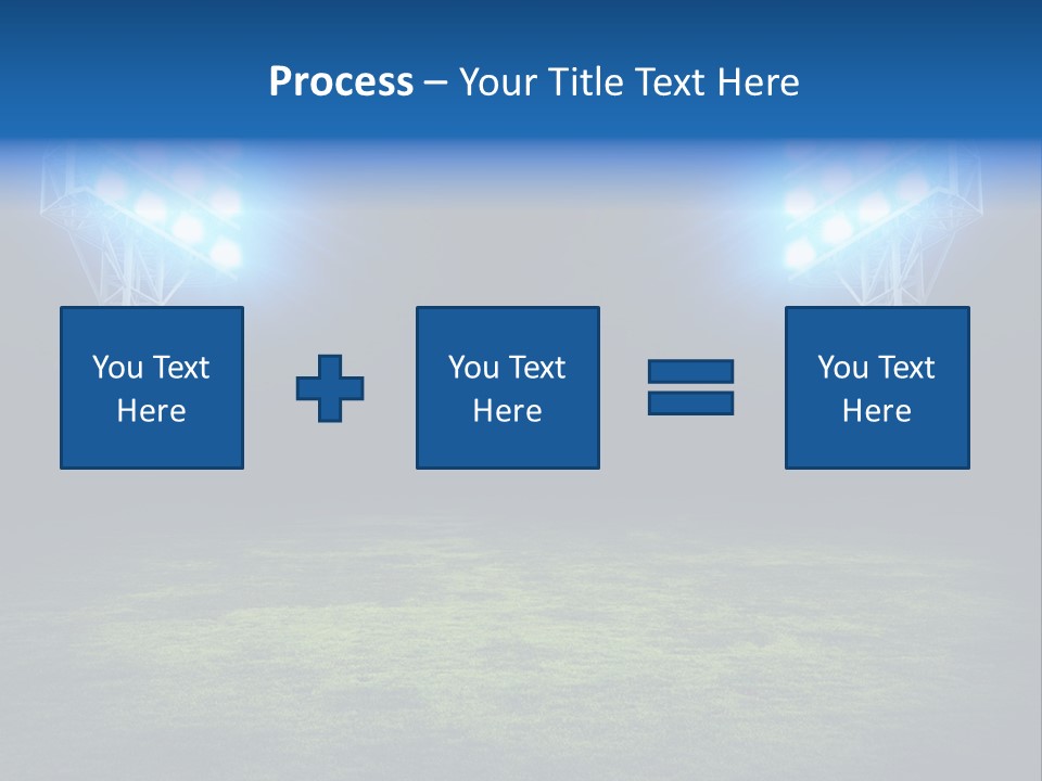 Two Stadium Lights On A Grassy Field At Night PowerPoint Template
