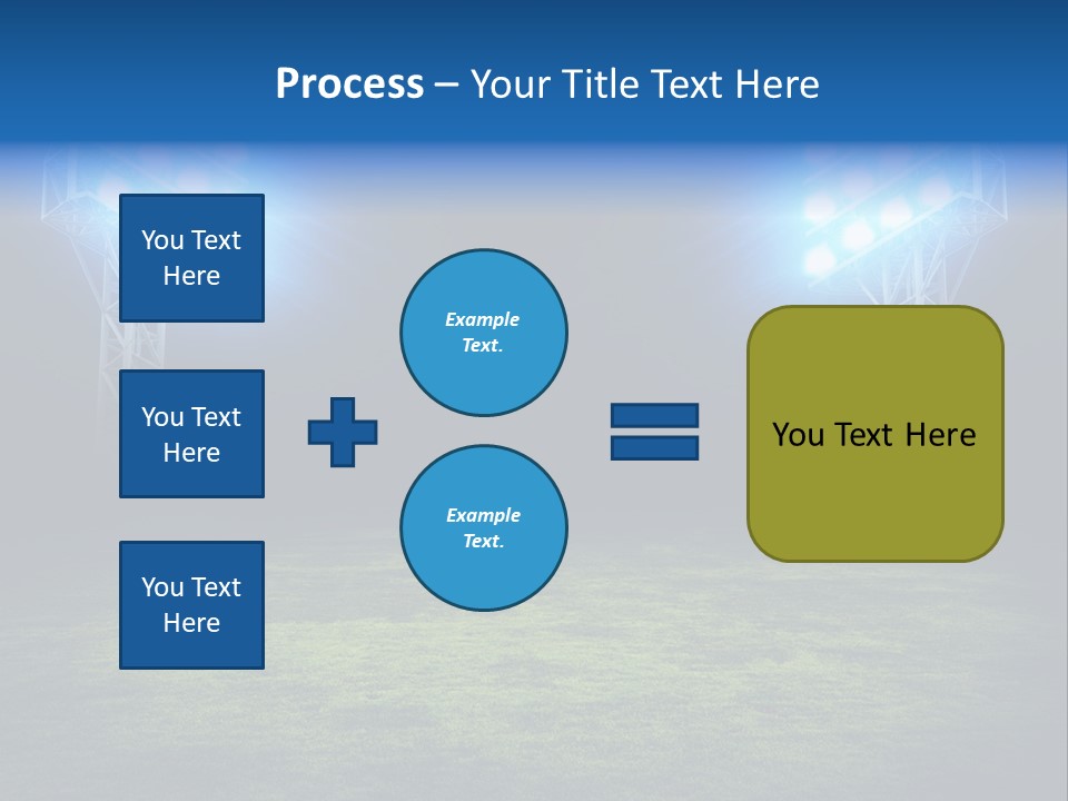 Two Stadium Lights On A Grassy Field At Night PowerPoint Template