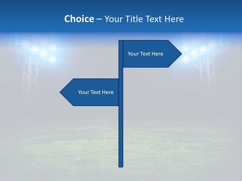 Two Stadium Lights On A Grassy Field At Night PowerPoint Template