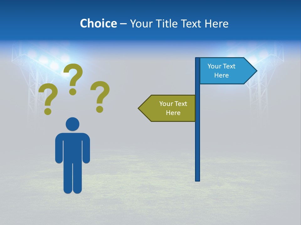 Two Stadium Lights On A Grassy Field At Night PowerPoint Template