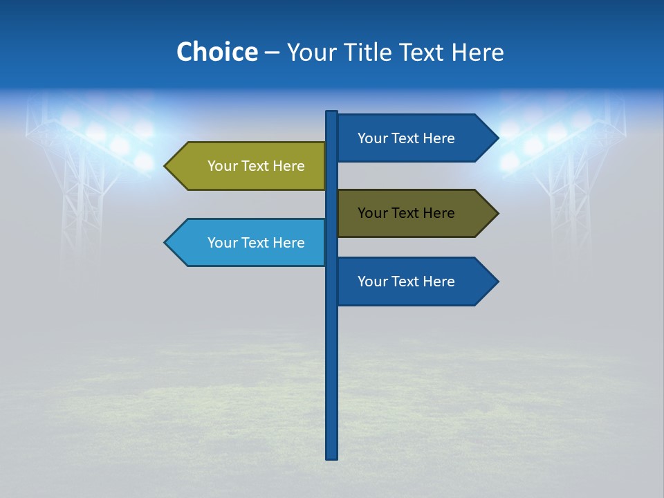 Two Stadium Lights On A Grassy Field At Night PowerPoint Template