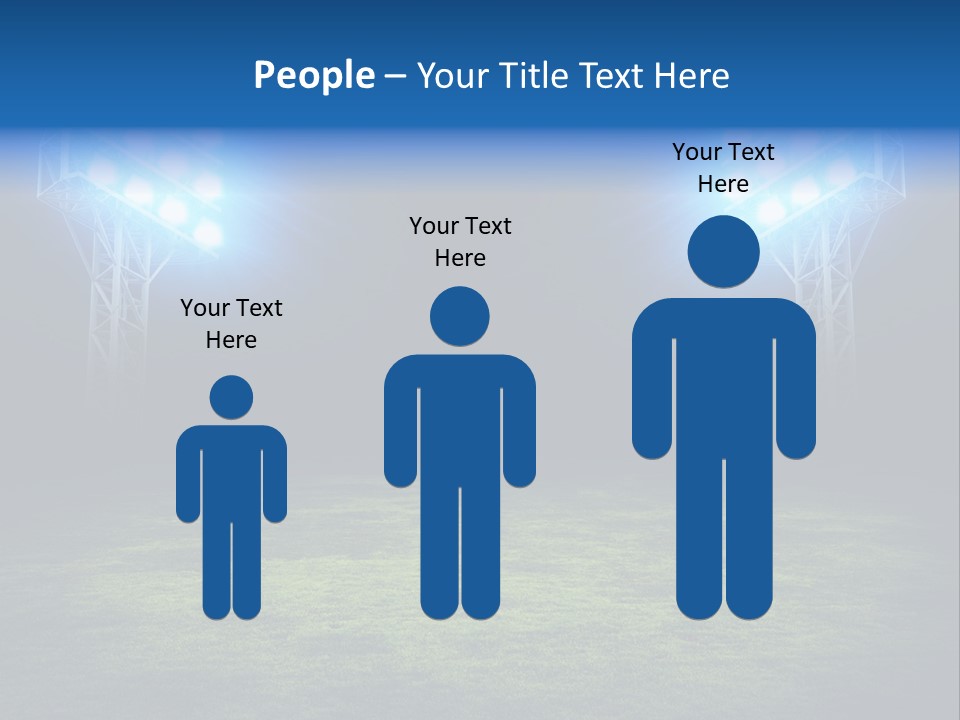 Two Stadium Lights On A Grassy Field At Night PowerPoint Template