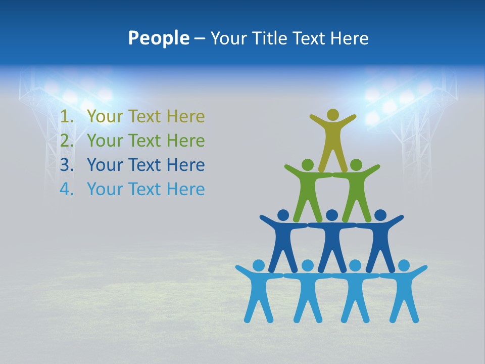 Two Stadium Lights On A Grassy Field At Night PowerPoint Template