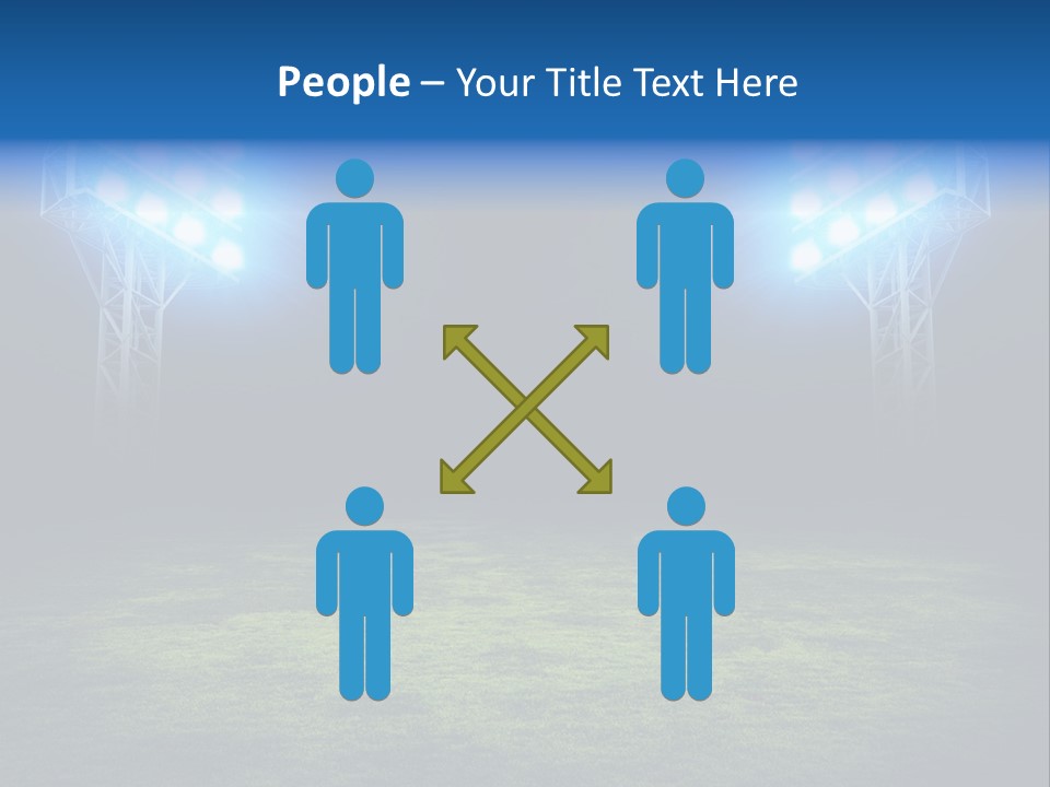 Two Stadium Lights On A Grassy Field At Night PowerPoint Template