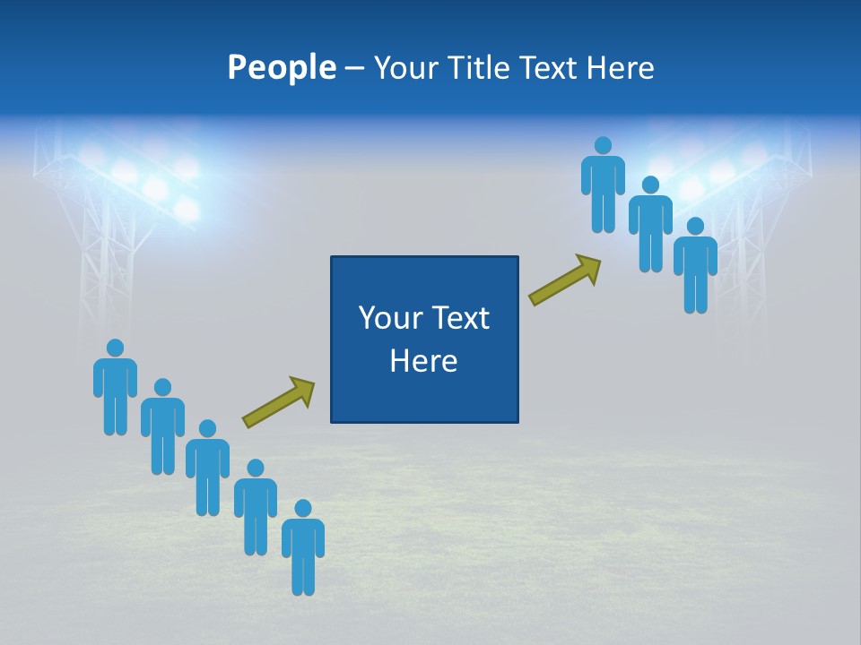 Two Stadium Lights On A Grassy Field At Night PowerPoint Template