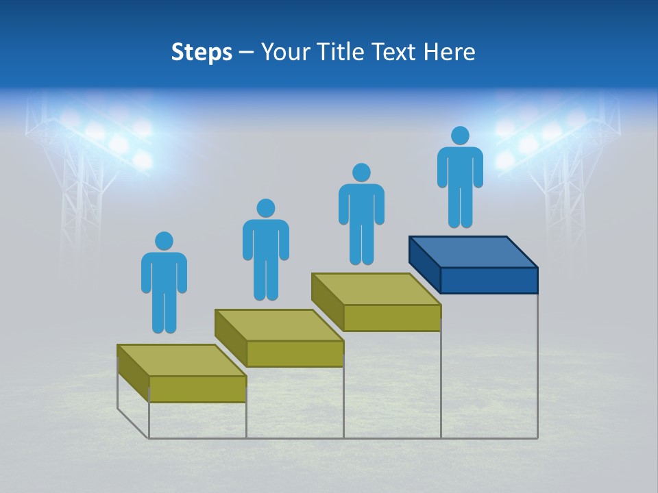 Two Stadium Lights On A Grassy Field At Night PowerPoint Template