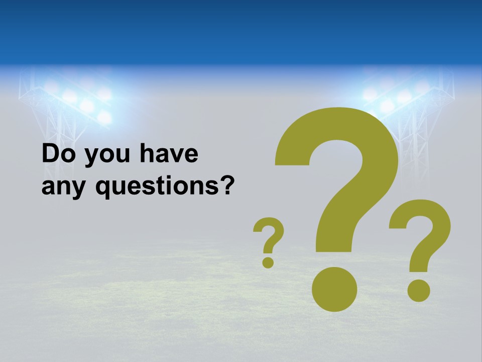 Two Stadium Lights On A Grassy Field At Night PowerPoint Template