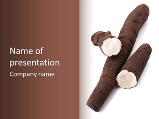 Two Cinnamons With A Bite Taken Out Of Them PowerPoint Template