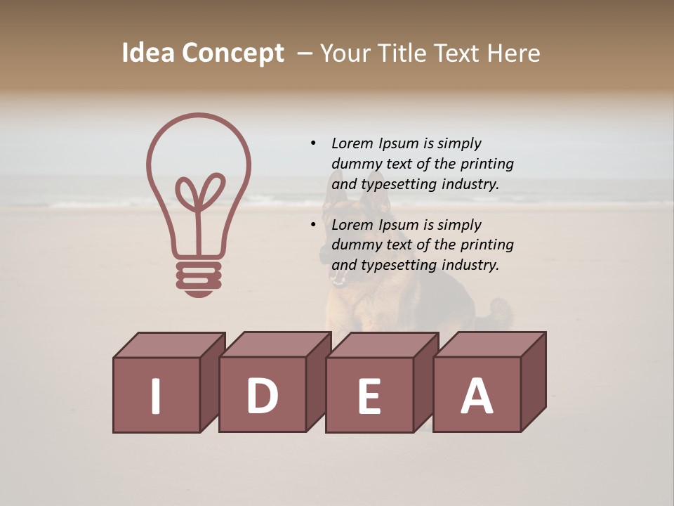 Shepherd Dog Dog Portrait At The Beach Labradoodle PowerPoint Template