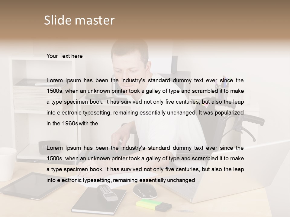 Male Disabled Phone PowerPoint Template