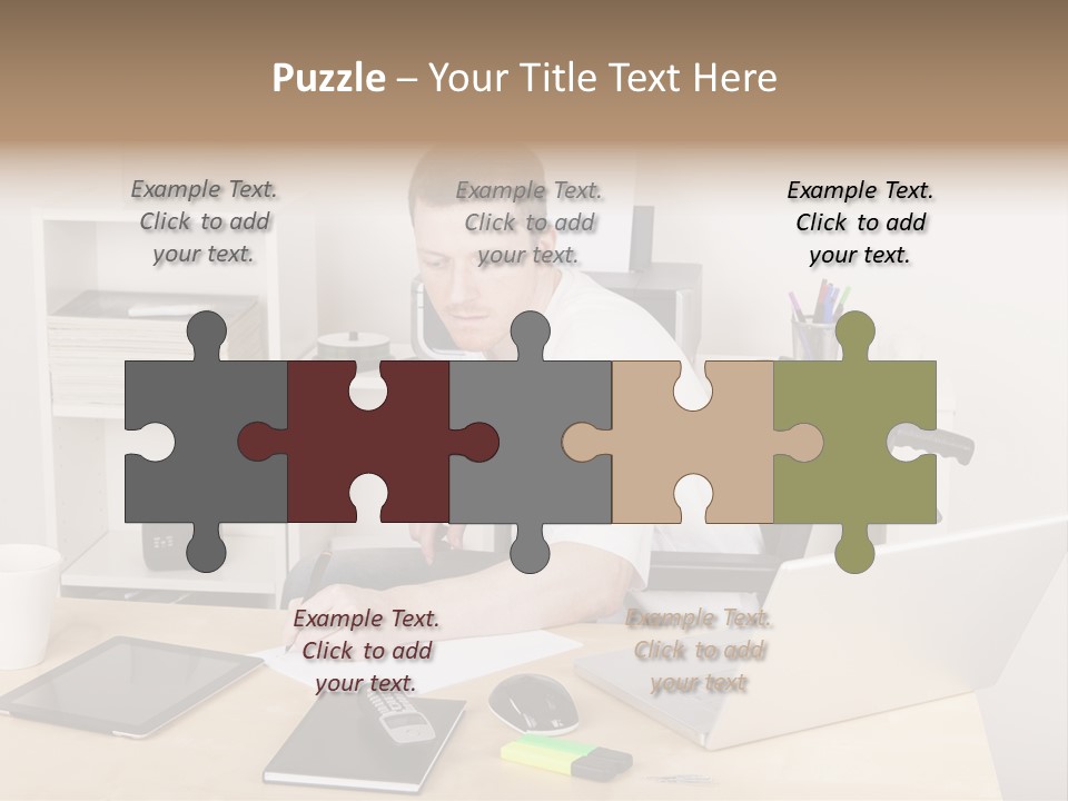 Male Disabled Phone PowerPoint Template
