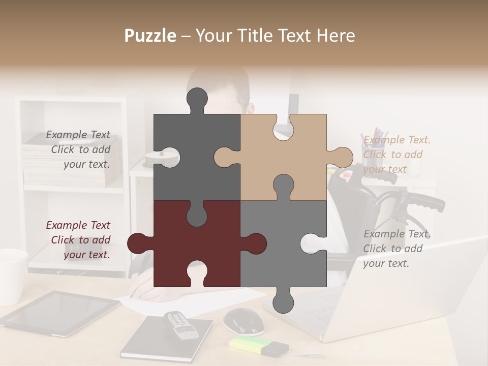 Male Disabled Phone PowerPoint Template