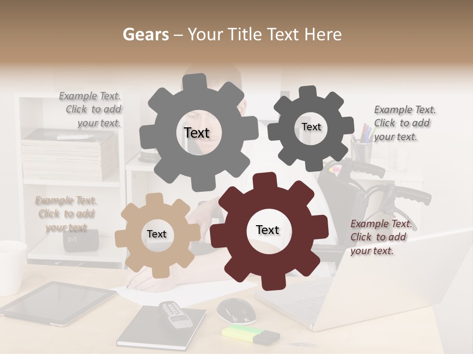 Male Disabled Phone PowerPoint Template