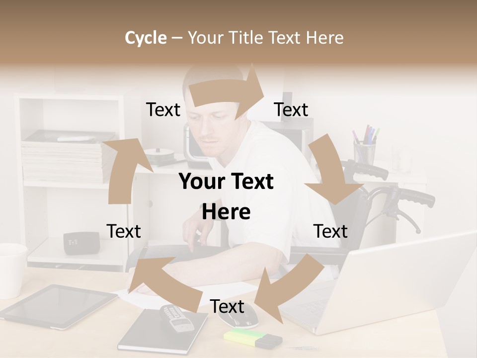 Male Disabled Phone PowerPoint Template