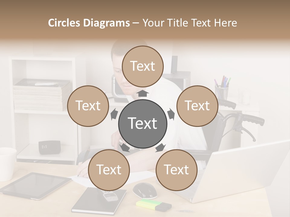 Male Disabled Phone PowerPoint Template