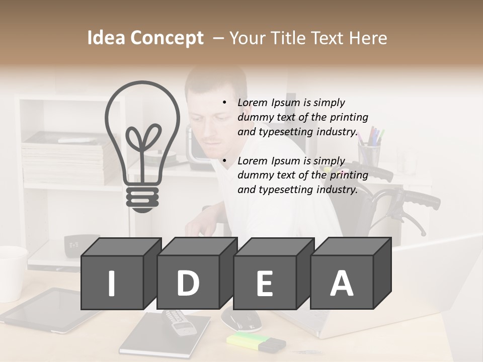 Male Disabled Phone PowerPoint Template