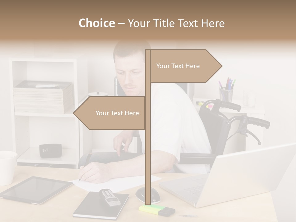 Male Disabled Phone PowerPoint Template