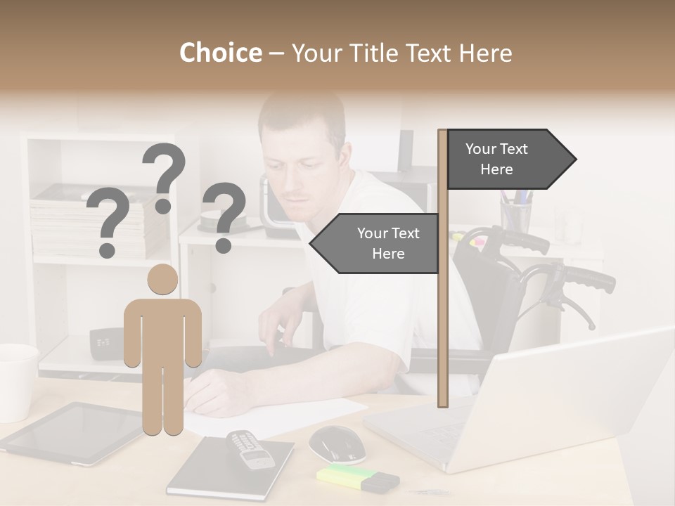 Male Disabled Phone PowerPoint Template