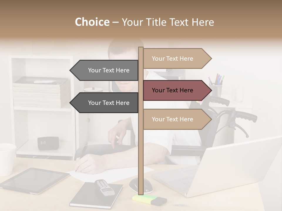 Male Disabled Phone PowerPoint Template