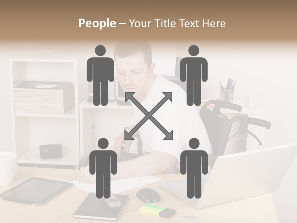 Male Disabled Phone PowerPoint Template