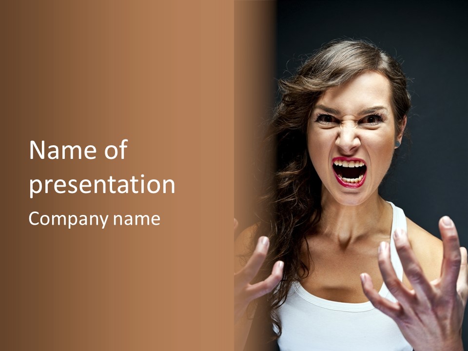 A Woman Making A Face With Her Hands PowerPoint Template