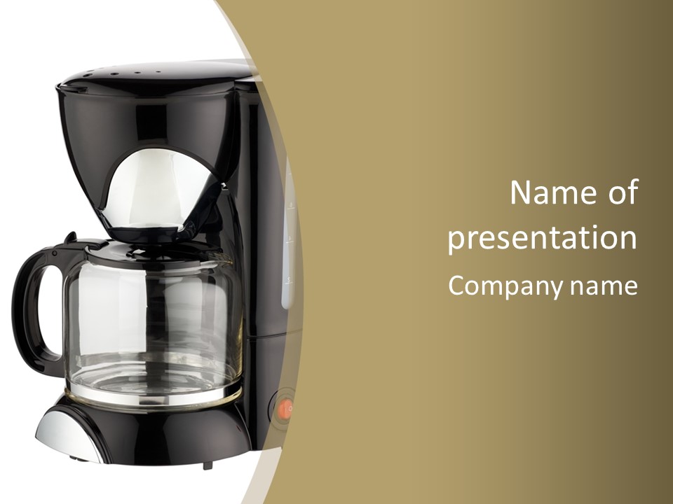 A Black Coffee Maker On A White Background PowerPoint Template