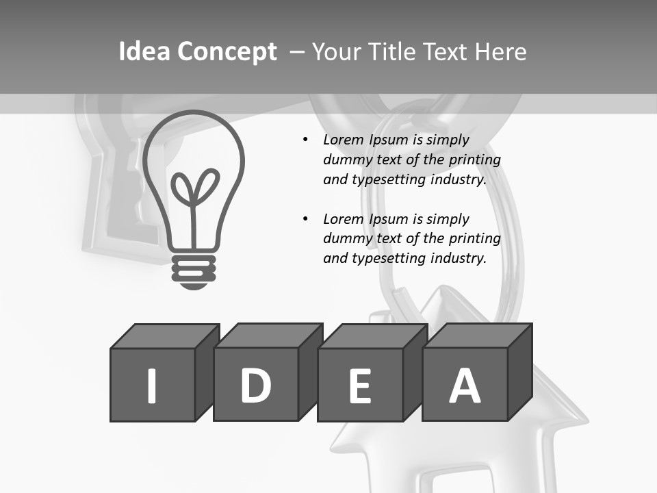 A House Key On A Key Chain With A House On It PowerPoint Template