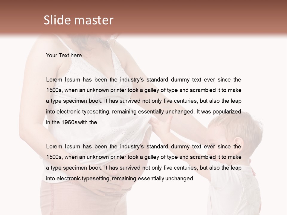 A Pregnant Woman Holding The Hand Of A Small Child PowerPoint Template