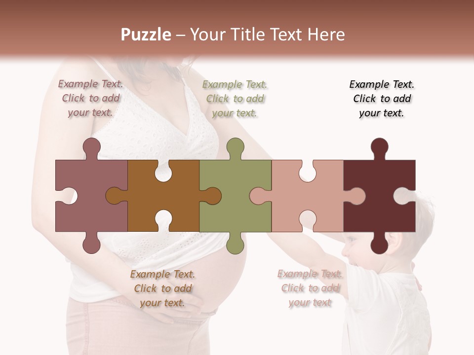 A Pregnant Woman Holding The Hand Of A Small Child PowerPoint Template