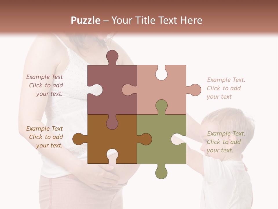 A Pregnant Woman Holding The Hand Of A Small Child PowerPoint Template