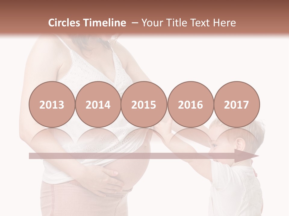 A Pregnant Woman Holding The Hand Of A Small Child PowerPoint Template