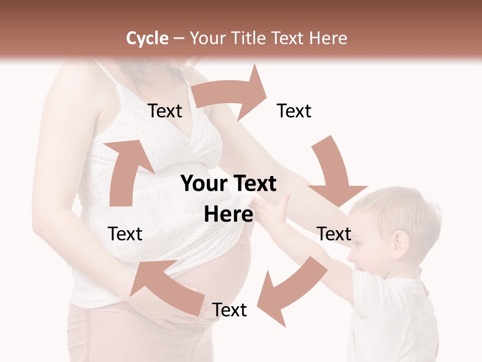 A Pregnant Woman Holding The Hand Of A Small Child PowerPoint Template