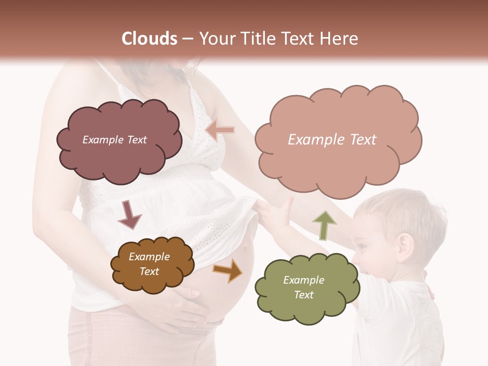 A Pregnant Woman Holding The Hand Of A Small Child PowerPoint Template