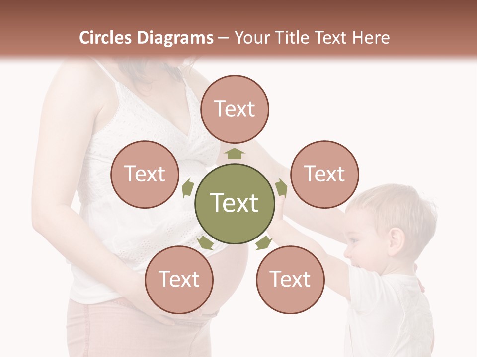 A Pregnant Woman Holding The Hand Of A Small Child PowerPoint Template