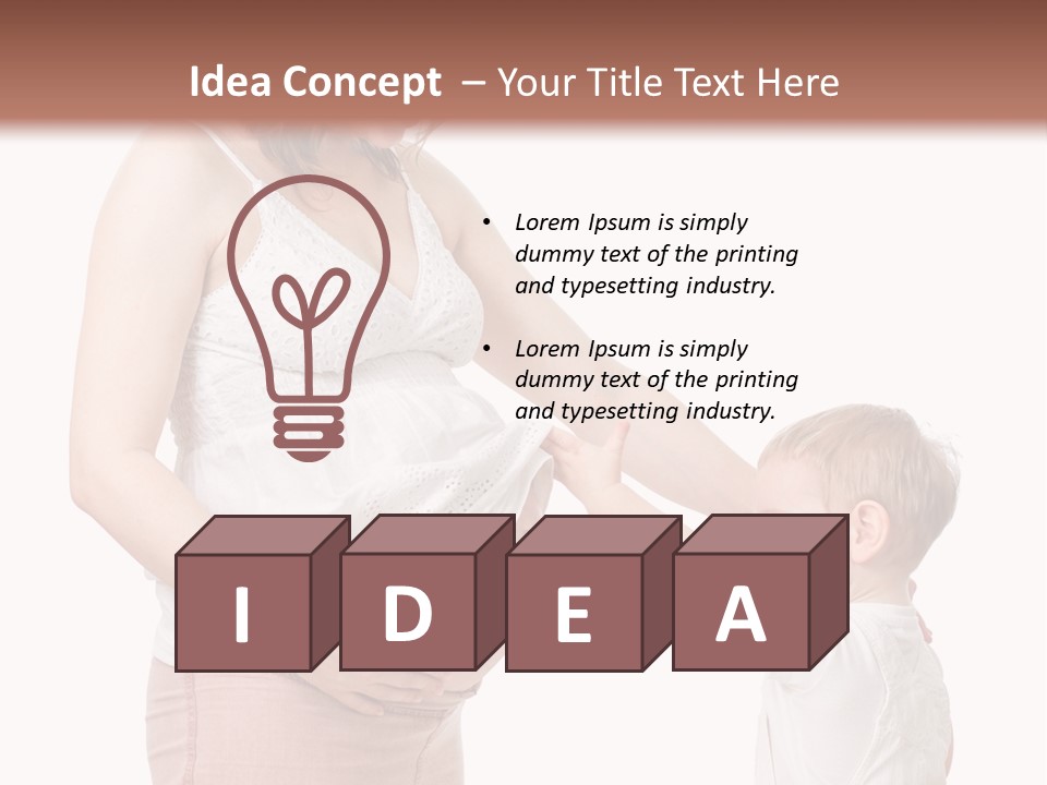 A Pregnant Woman Holding The Hand Of A Small Child PowerPoint Template