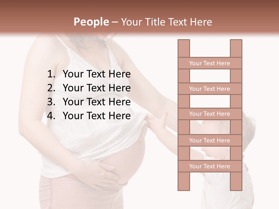 A Pregnant Woman Holding The Hand Of A Small Child PowerPoint Template