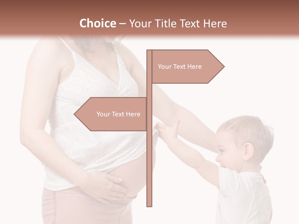 A Pregnant Woman Holding The Hand Of A Small Child PowerPoint Template