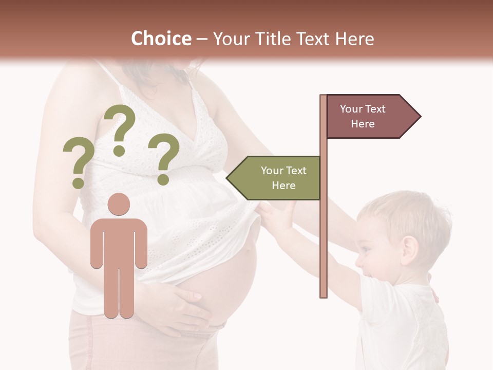 A Pregnant Woman Holding The Hand Of A Small Child PowerPoint Template