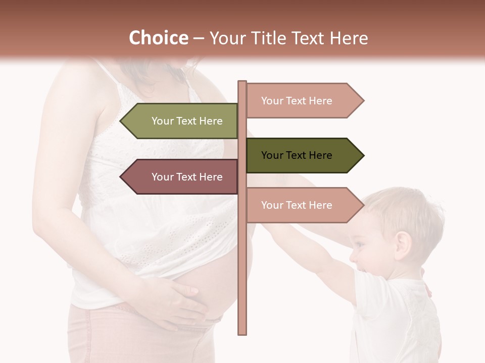 A Pregnant Woman Holding The Hand Of A Small Child PowerPoint Template